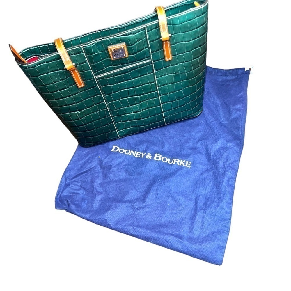 New ▶️ Dooney & Bourke ◀️ Green Croc Embossed Lexington Shopper Tote - Picture 5 of 16